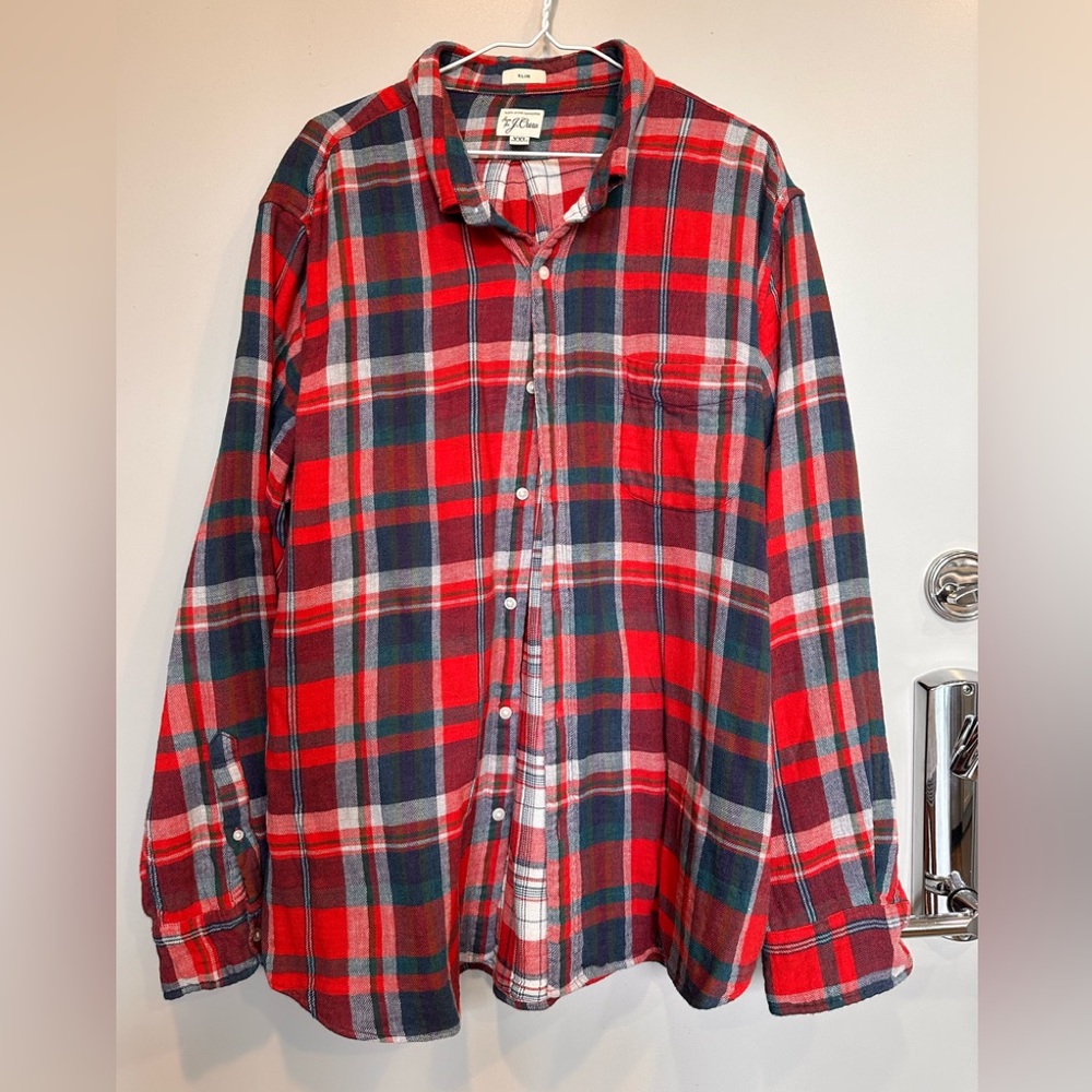 JCrew men’s long sleeve flannel shirt XXL slim re imagined